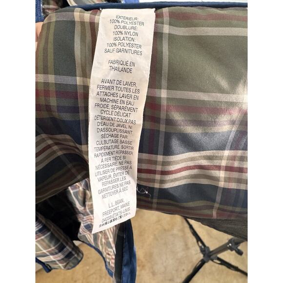 LL Bean Riding Jacket Barn Coat Women's Blue Quilted Plaid Lining Med Petite - Picture 7 of 9